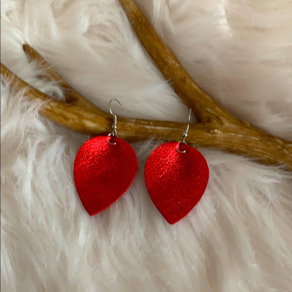 Red leather earrings